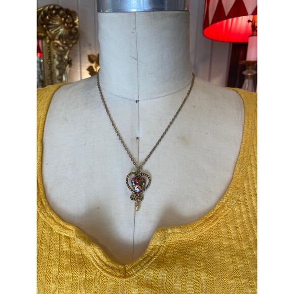 vintage 1970s millifore heart necklace sarah coventry braided goldtone jewelry - Picture 2 of 7